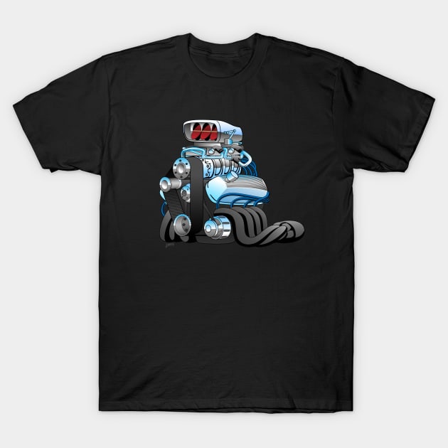 Hotrod Racing Car Engine Cartoon Illustration T-Shirt by hobrath